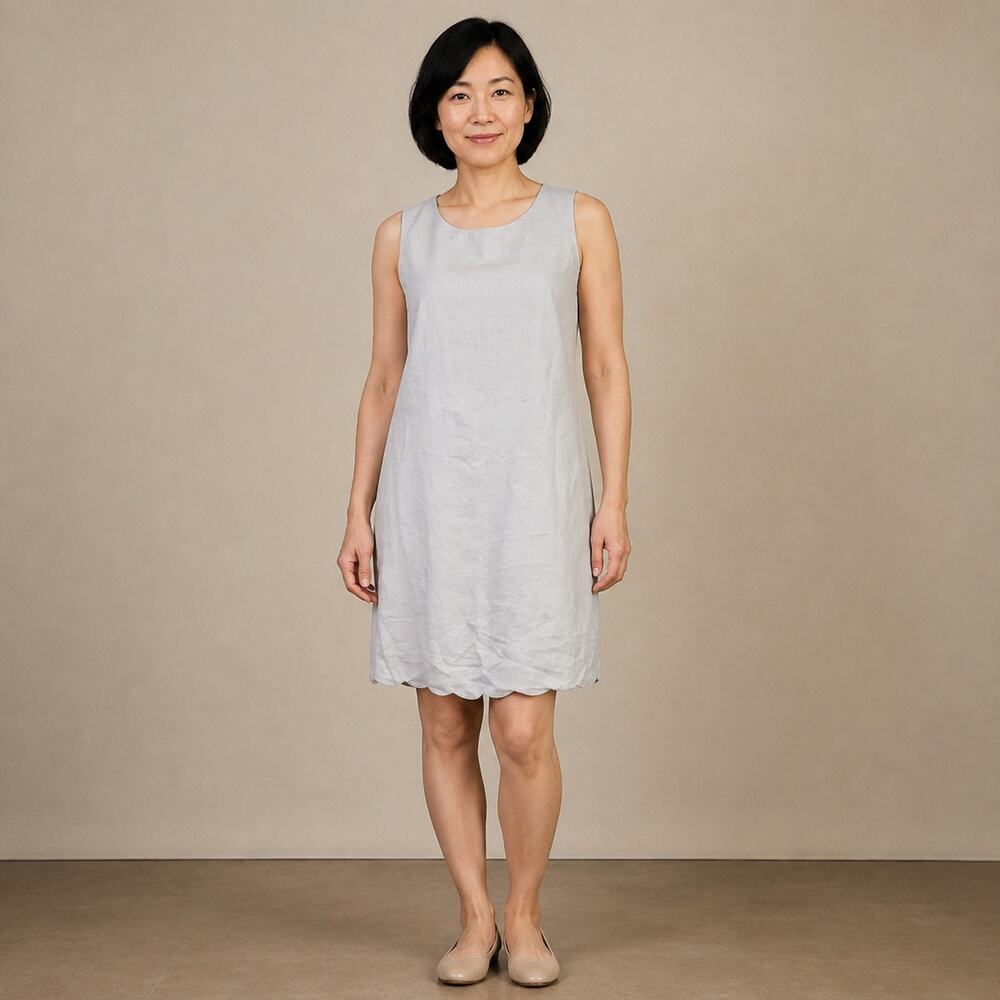 J. Crew Dress WMNS 0 Tan Gray Linen Shift Sleeveless Neutral Modern Minimalist